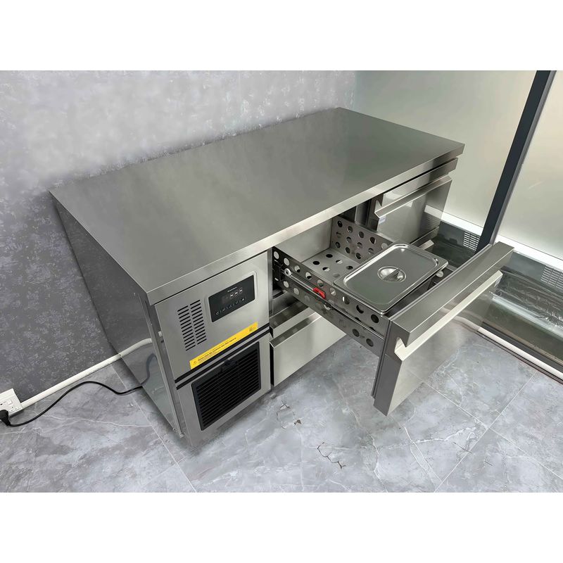 Congelador de cajones 201/304, mesa de trabajo, encimera, refrigerador, gabinete comercial de acero inoxidable, enfriador