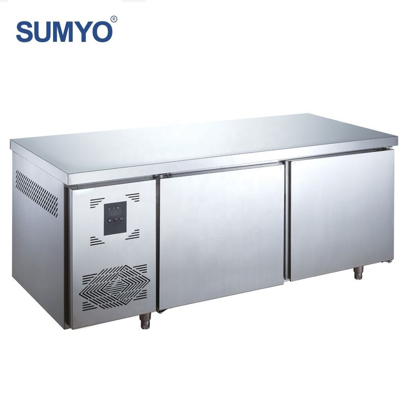 Mesa frigorífica de acero inoxidable para pizza y pasteles